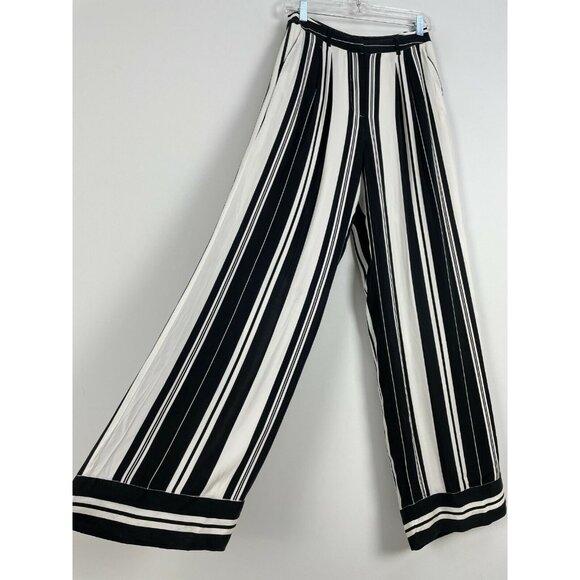 Chelsea 28 Striped Wide Leg Pants Size 4 High Waist Pleated Front Loose Fit - Picture 2 of 9